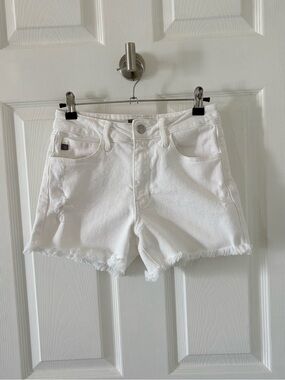 Just USA White Denim Cutoff Shorts with Frayed Hem XSmall